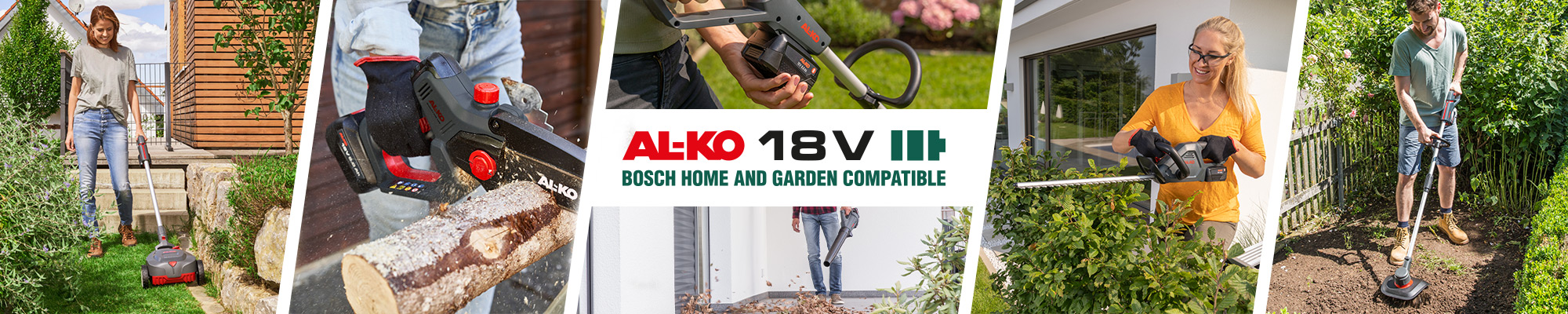 AL-KO 18 V BOSCH HOME AND GARDEN COMPATIBLE Akku-Familie im Einsatz | AL-KO Gartengeräte