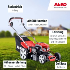 AL-KO 36 V Akku-Rasenmäher 46.9 Li SP inkl. Akku und Ladegerät 